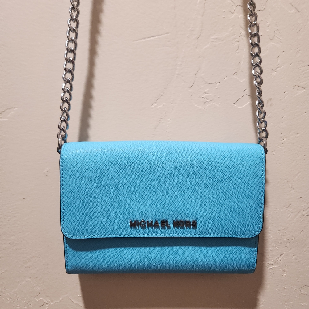 EUC Michael Kors Aqua/Light Blue Crossbody Bag